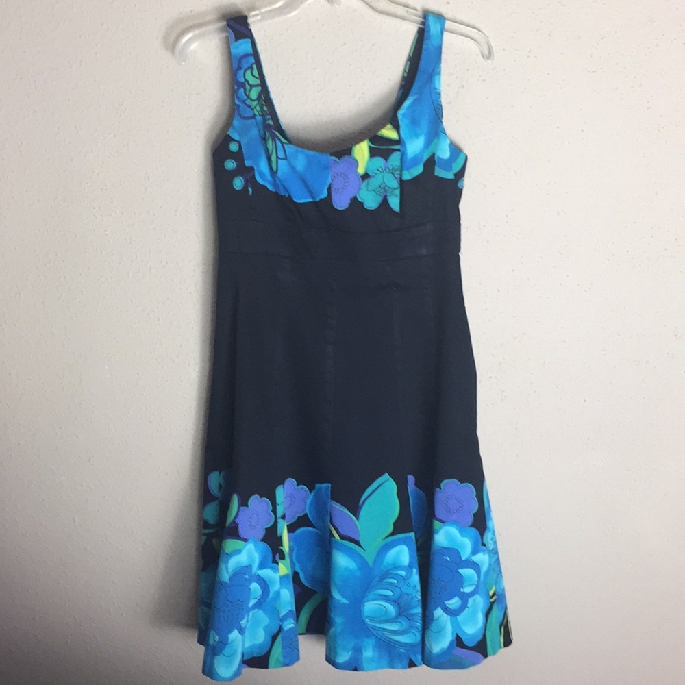 Nine West Dress Fit & Flare Floral Border Accents